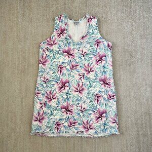 Tommy Bahama Floral Linen Sleeveless Dress With Pockets L